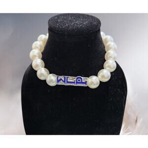 Sigma‎ Gamma Rho Bracelet White &  Gold with Pendant Logo